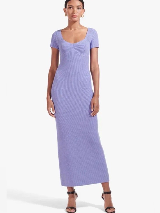 STAUD Dresses & Skirts - STAUD Camden Rib Knit Midi Dress Periwinkle Lavender XS STRETCH